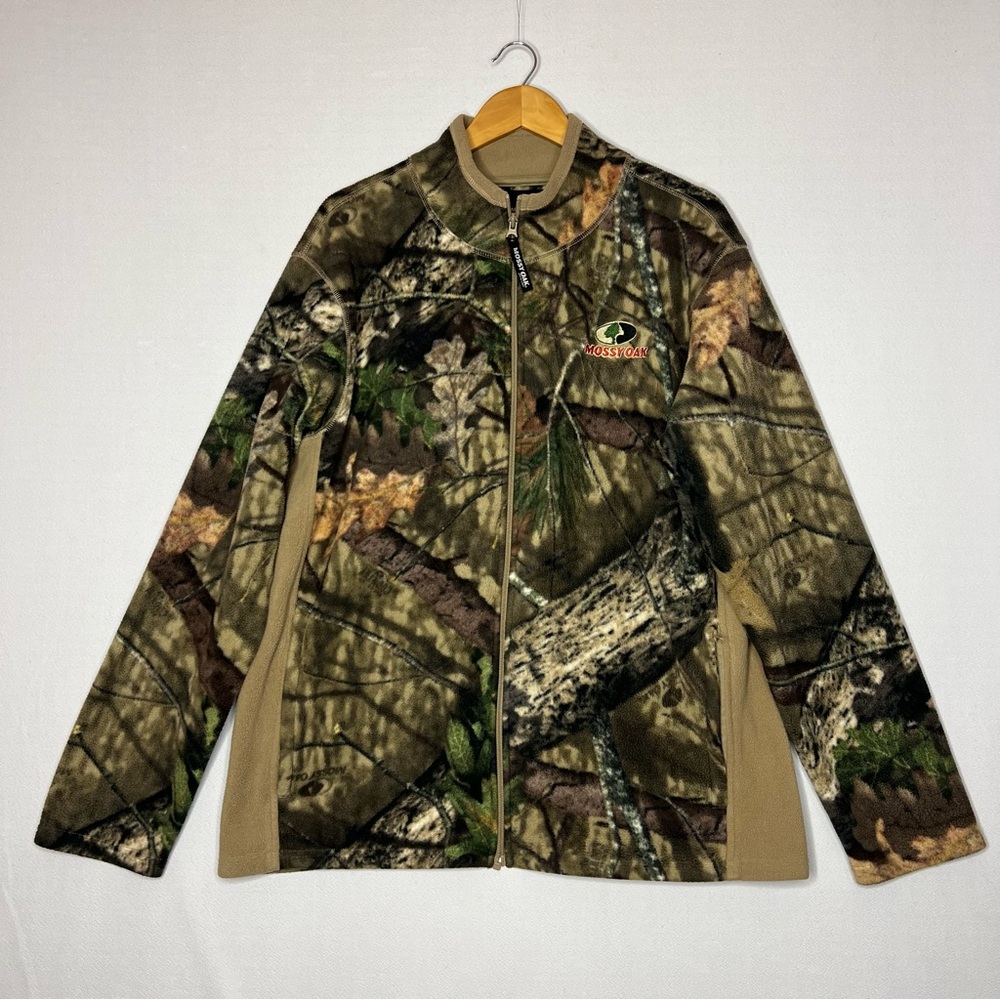 Mossy Oak Mens Camouflage Full Zip Fleece Jacket Hunting Outdoors Size L